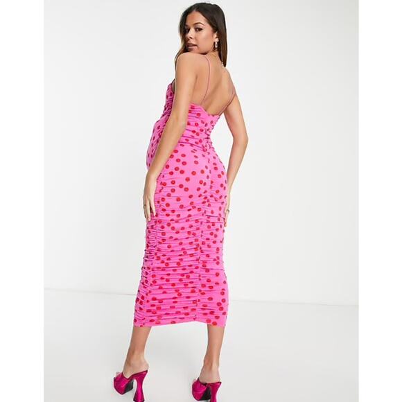 ASOS Design Maternity Cami Strappy Midi Dress - Spot Print - US 12 - Picture 3 of 14